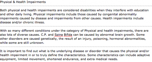 Physical and Health Impairments
