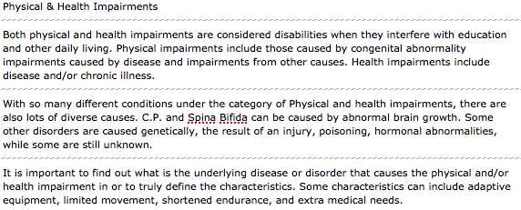 Physical and Health Impairments